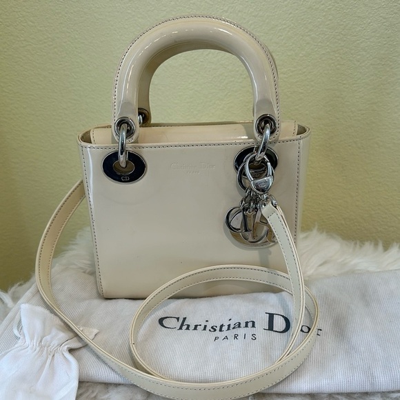 💯Authentic Lady Dior Micro Cream Bag with Silver Hardware🍀 - Picture 1 of 17